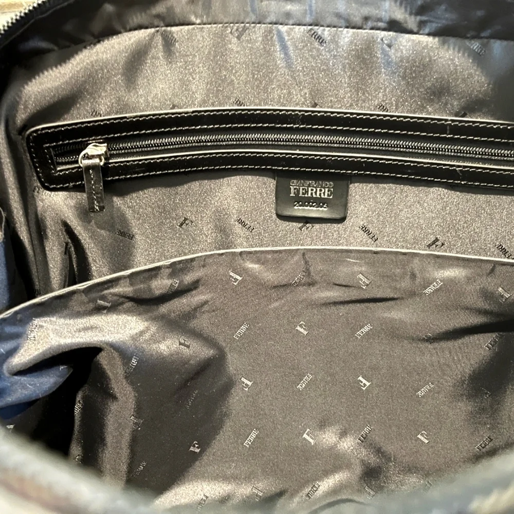 Gianfranco Ferre Soft Sided Nylon Briefcase with Leather Trim NWOT